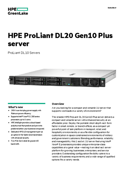 Servidor HPE DL20 Gen 10+ E‑2314 16GB 550W - PDF