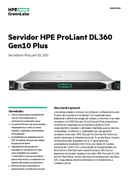 Servidor HPE DL360 Gen 10+ 4310 32GB 800W - PDF