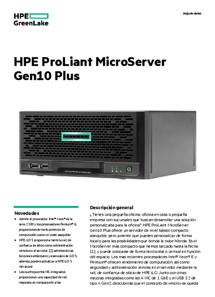 Microserver HPE Gen 10 E-2224 16GB 1TB - PDF