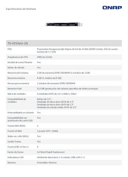 Storage Qnap TS-431XEU-2G-US - PDF